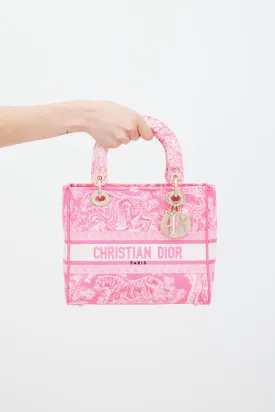 2022 Neon Pink Canvas Toile de Jouy Reverse Lady D-Lite Bag