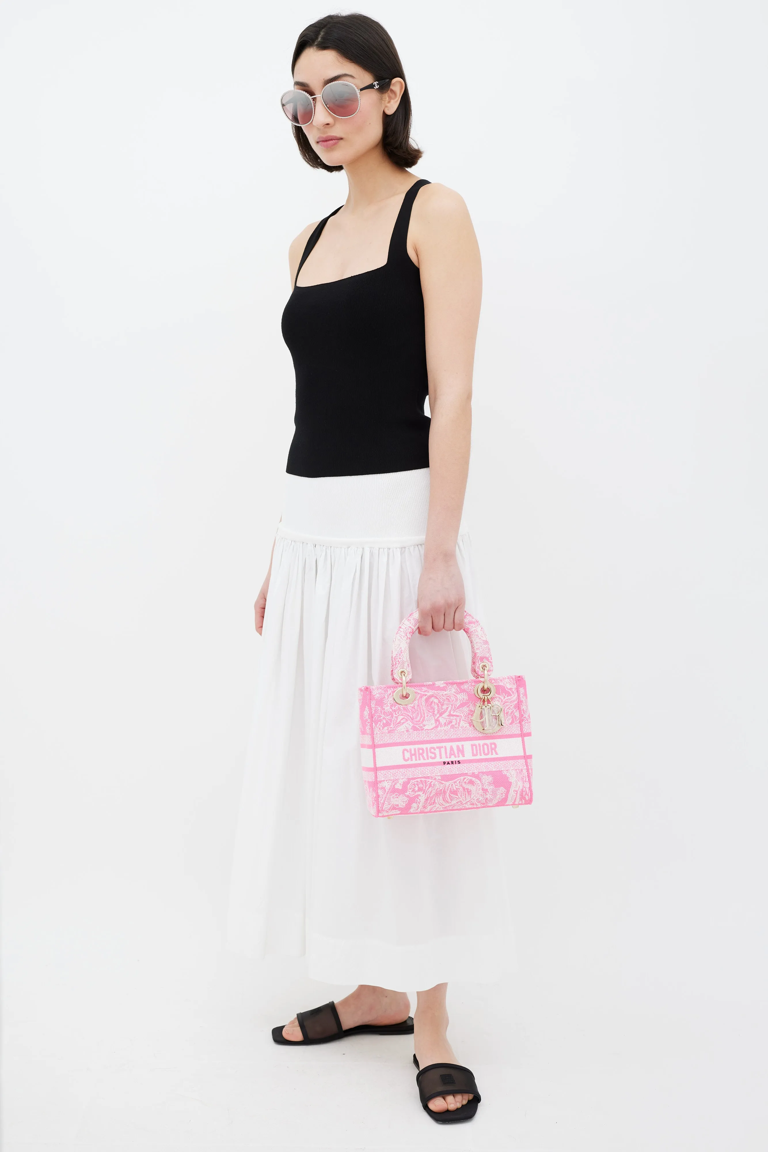 2022 Neon Pink Canvas Toile de Jouy Reverse Lady D-Lite Bag
