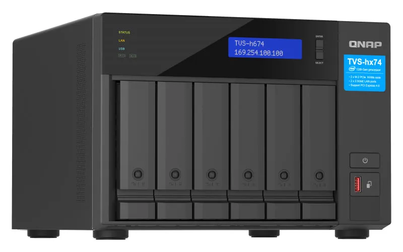 6-Bay Quts Hero Nas | Intel Core I3-12100 4-Core/8-Thread | Up To 4.3Ghz | 16Gb So-Dimm  Ddr4(Max.128Gb) | 6 X 2.5In/3.5In Sata Hdd/Ssd | 2 X 2.5Gbe | 2X M.2 Pcie Gen4 X4 Slots | Pcie Gen4 Slots | Hdmi 1.4B | 250W Psu