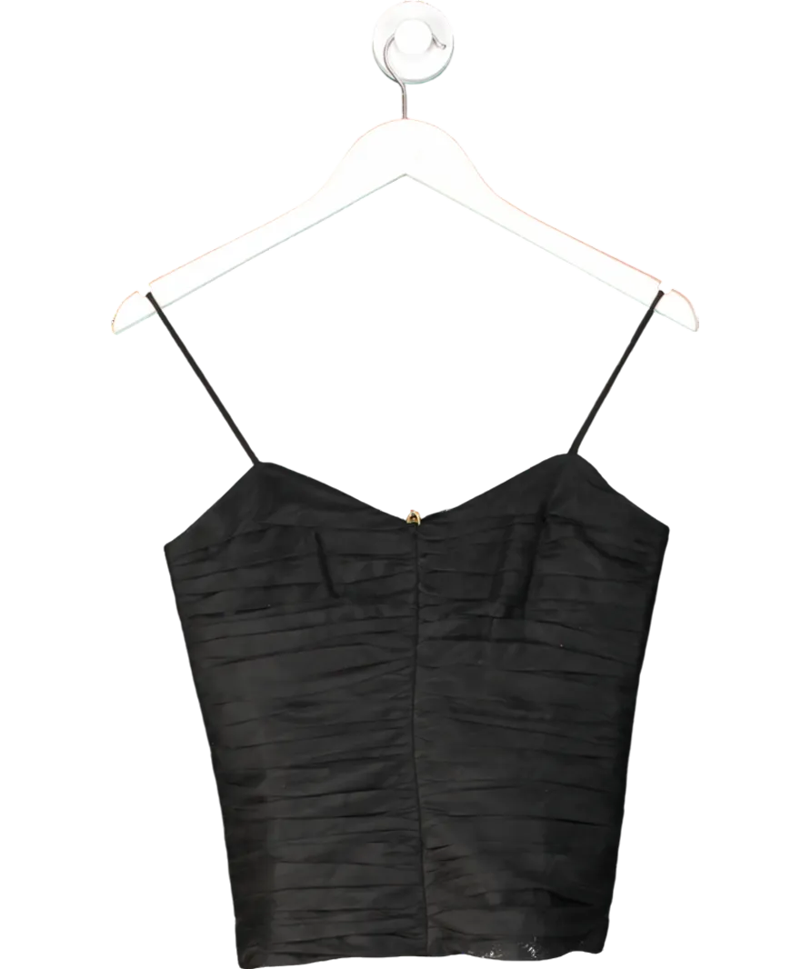 Aje Black Gia Ruched Crepe Top UK 8
