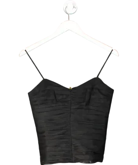 Aje Black Gia Ruched Crepe Top UK 8