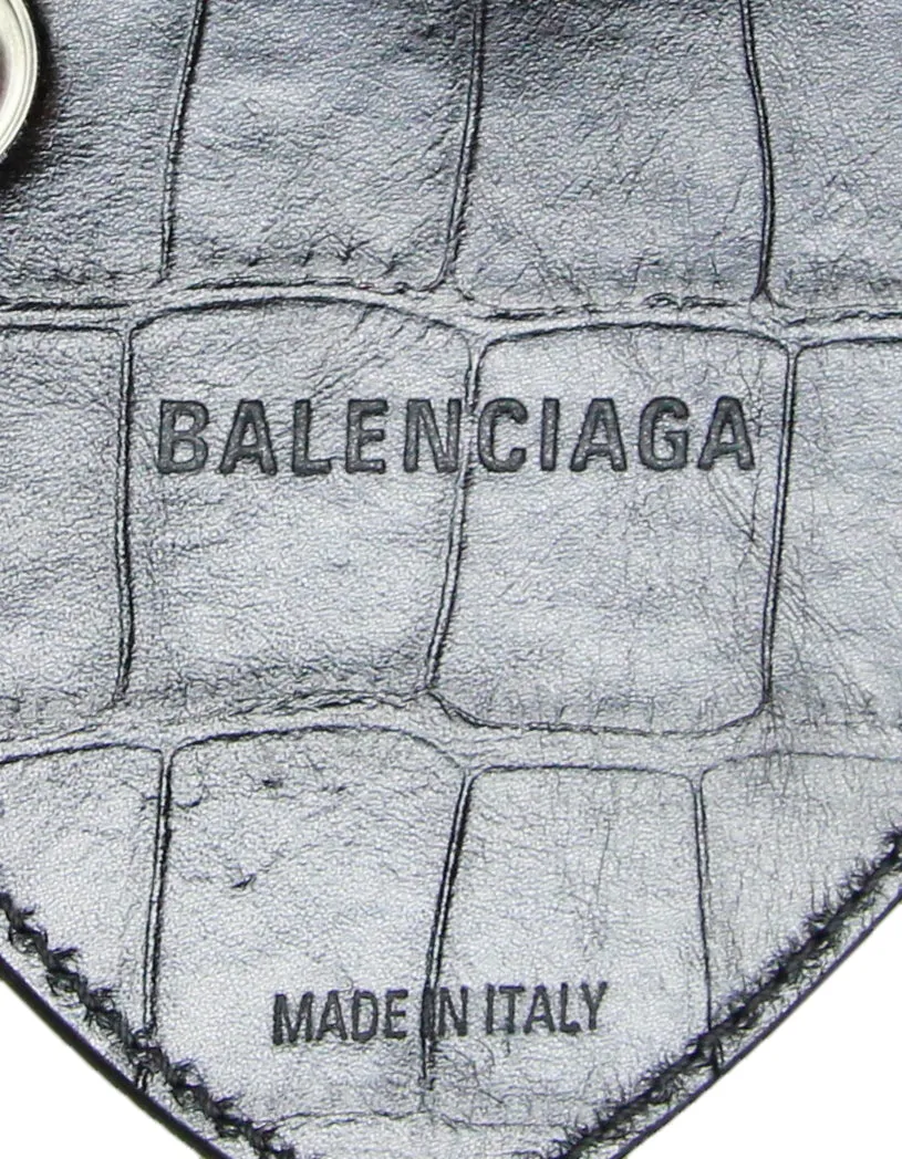 Balenciaga Dark Grey Metallized Embossed Crystal Small Le Cagole Small Shoulder Bag
