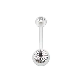 Bio Flexible Double Gem Ball Acrylic Belly Ring Clear