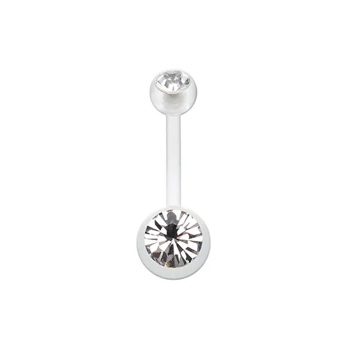 Bio Flexible Double Gem Ball Acrylic Belly Ring Clear