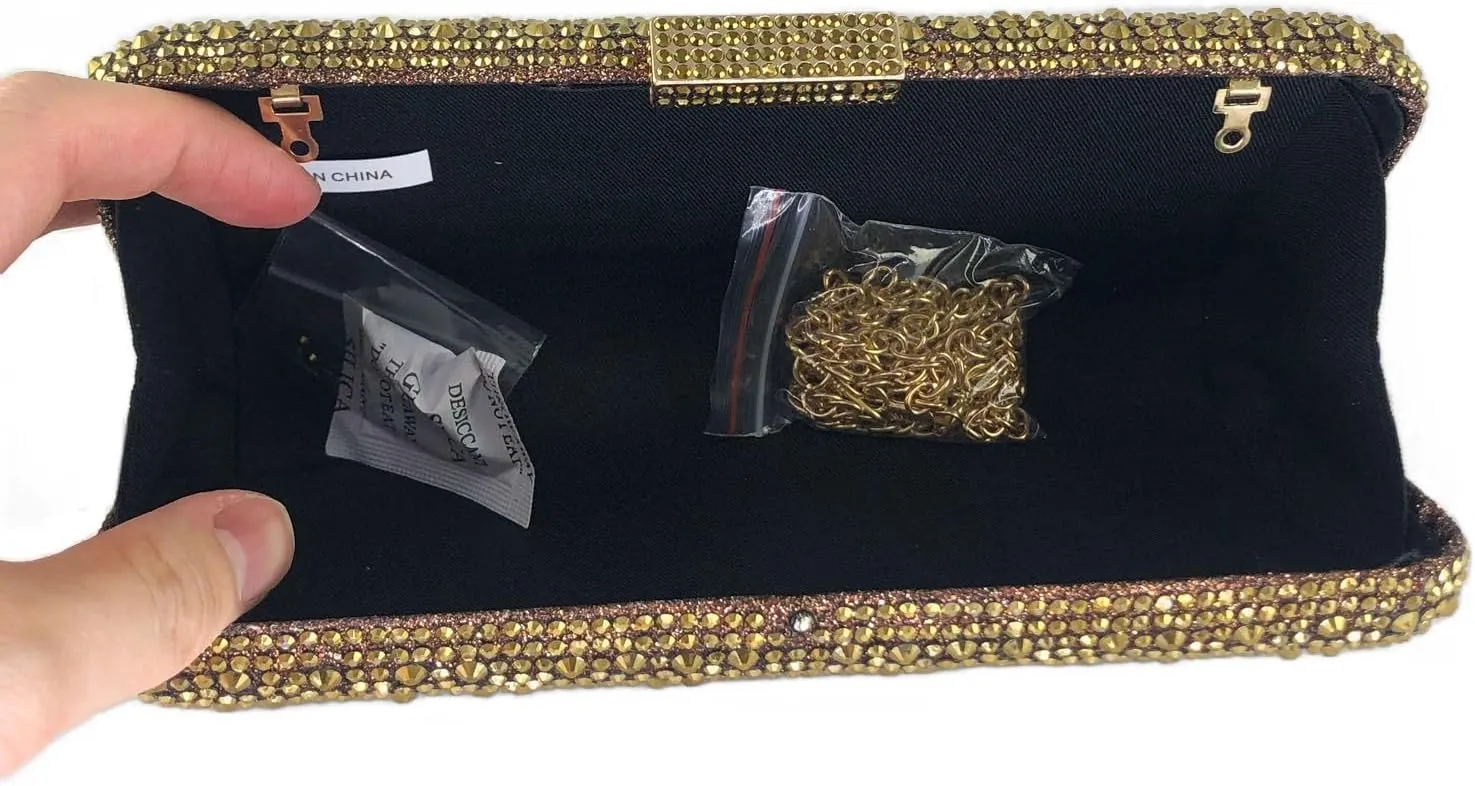 Boutique De FGG Bling Crystal Clutch Purse for Women Formal Evening Handbags Wedding Party Bridal Rhinestone Clutch Bag,Mini