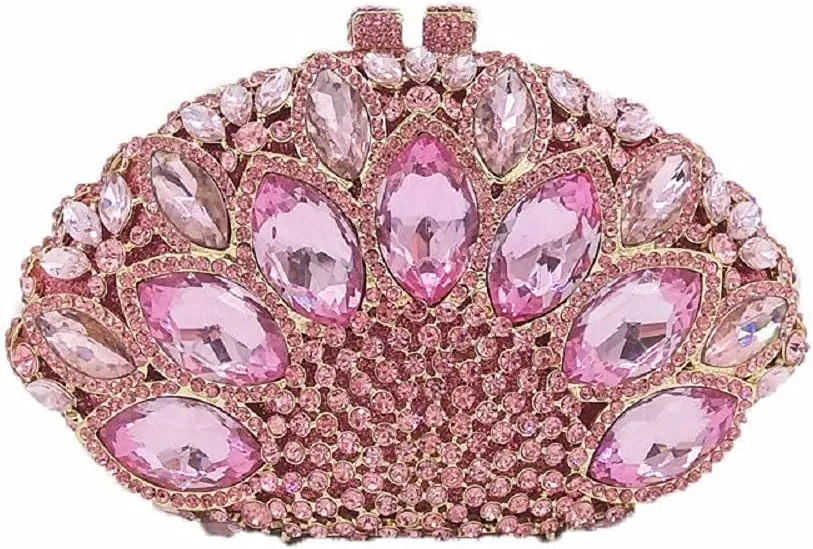 Boutique De FGG Women Peacock Clutch Purses for Women Formal Crystal Evening Bags Bridal Wedding Rhinestone Clutch Bag,Mini