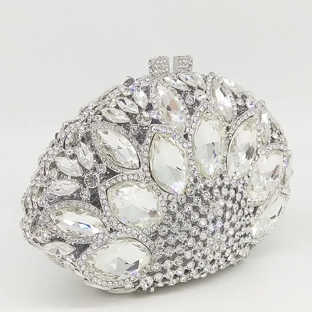 Boutique De FGG Women Peacock Clutch Purses for Women Formal Crystal Evening Bags Bridal Wedding Rhinestone Clutch Bag,Mini