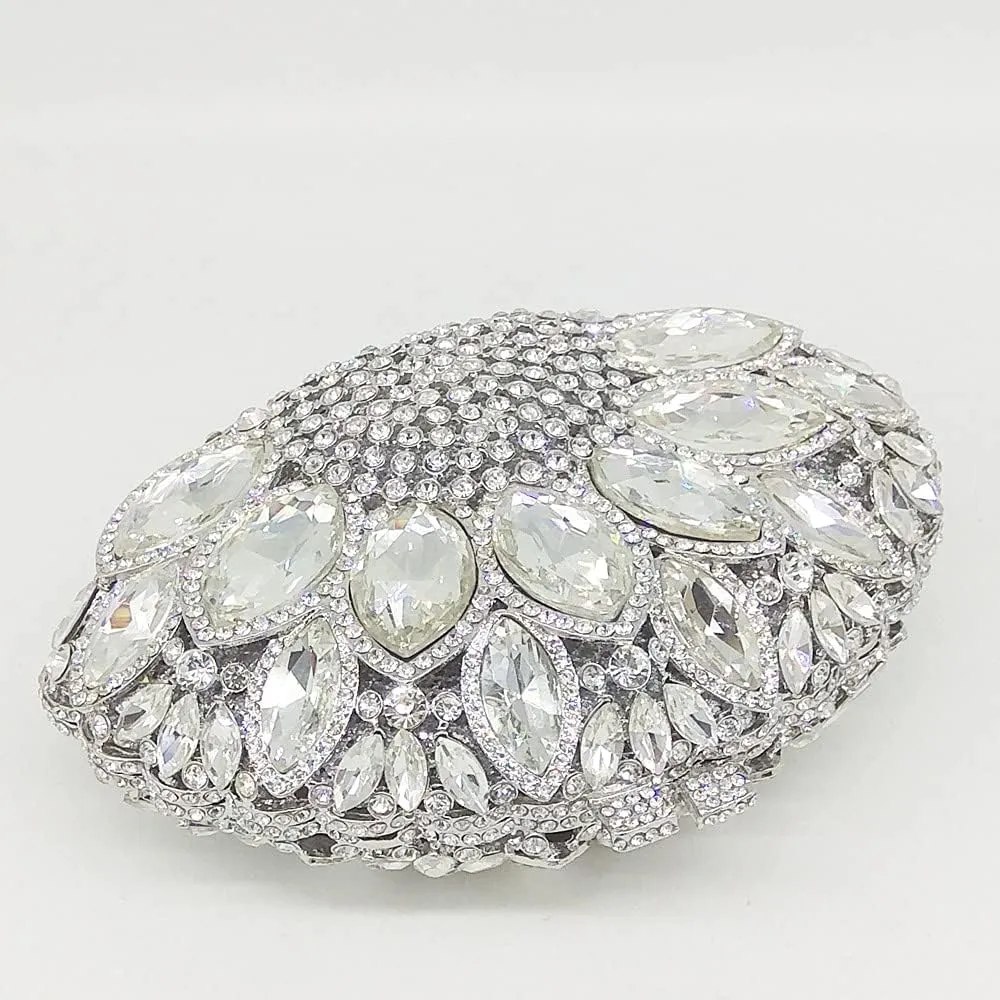 Boutique De FGG Women Peacock Clutch Purses for Women Formal Crystal Evening Bags Bridal Wedding Rhinestone Clutch Bag,Mini