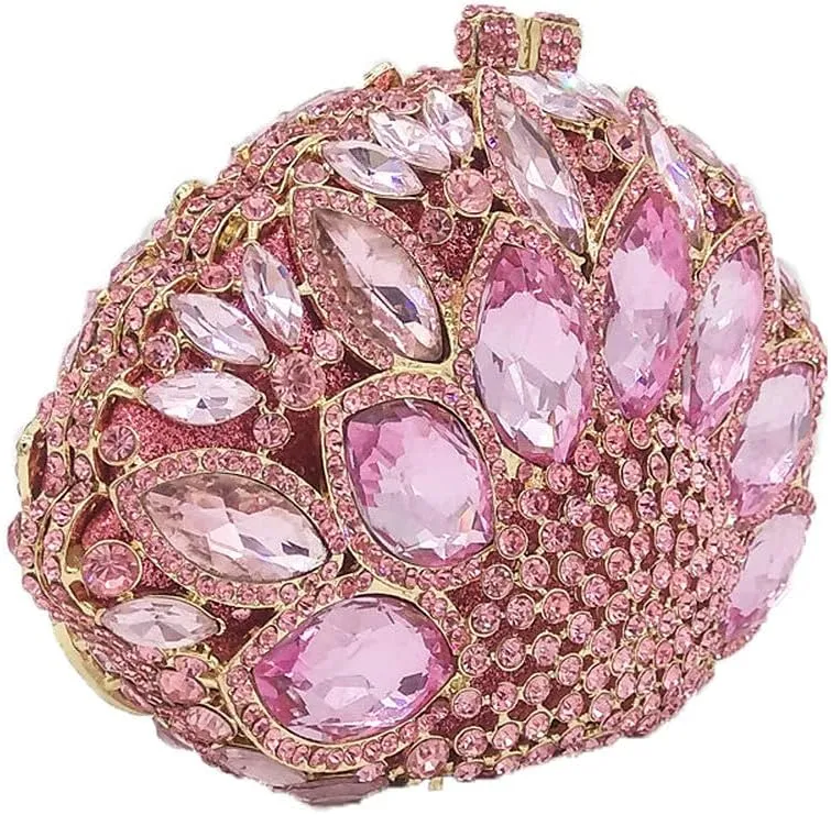 Boutique De FGG Women Peacock Clutch Purses for Women Formal Crystal Evening Bags Bridal Wedding Rhinestone Clutch Bag,Mini