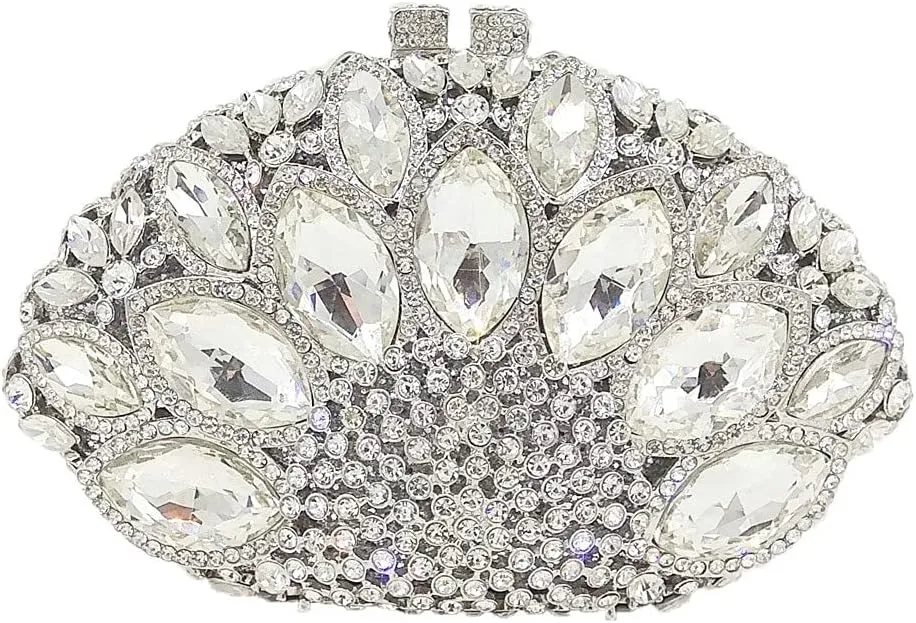 Boutique De FGG Women Peacock Clutch Purses for Women Formal Crystal Evening Bags Bridal Wedding Rhinestone Clutch Bag,Mini
