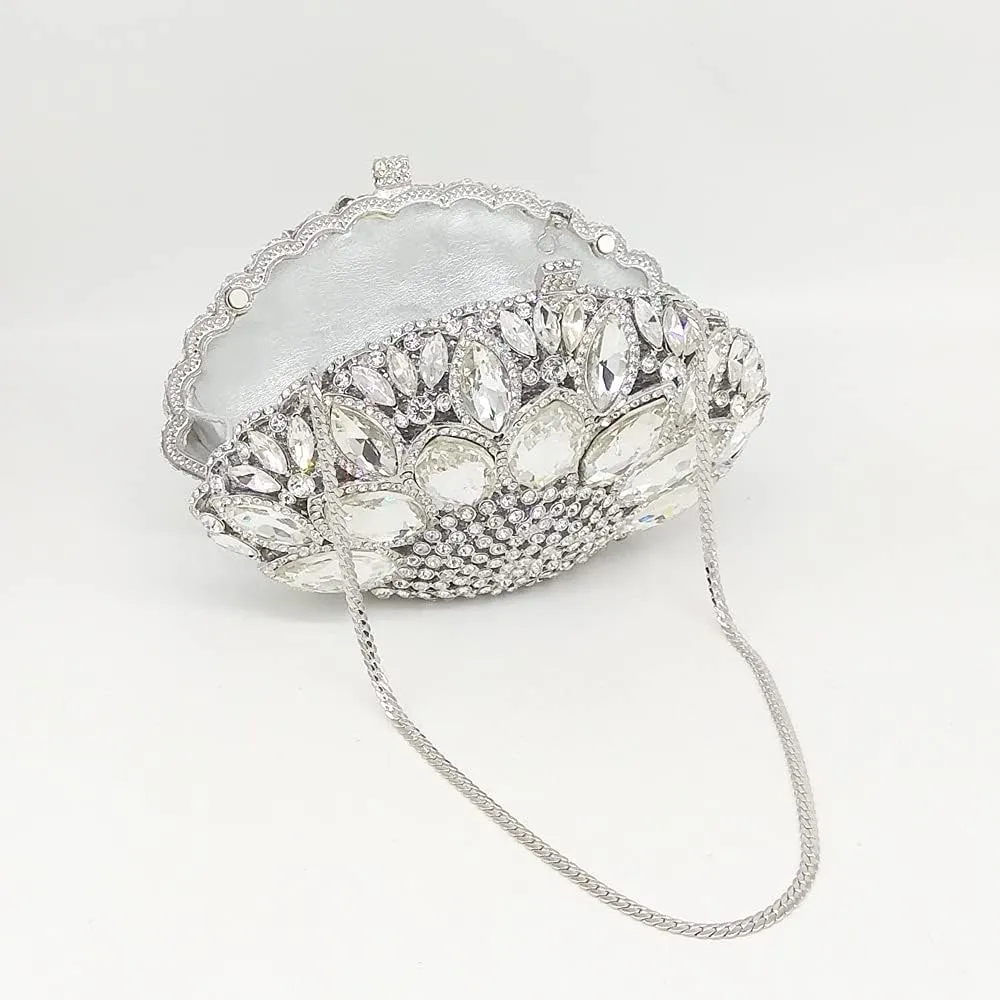 Boutique De FGG Women Peacock Clutch Purses for Women Formal Crystal Evening Bags Bridal Wedding Rhinestone Clutch Bag,Mini