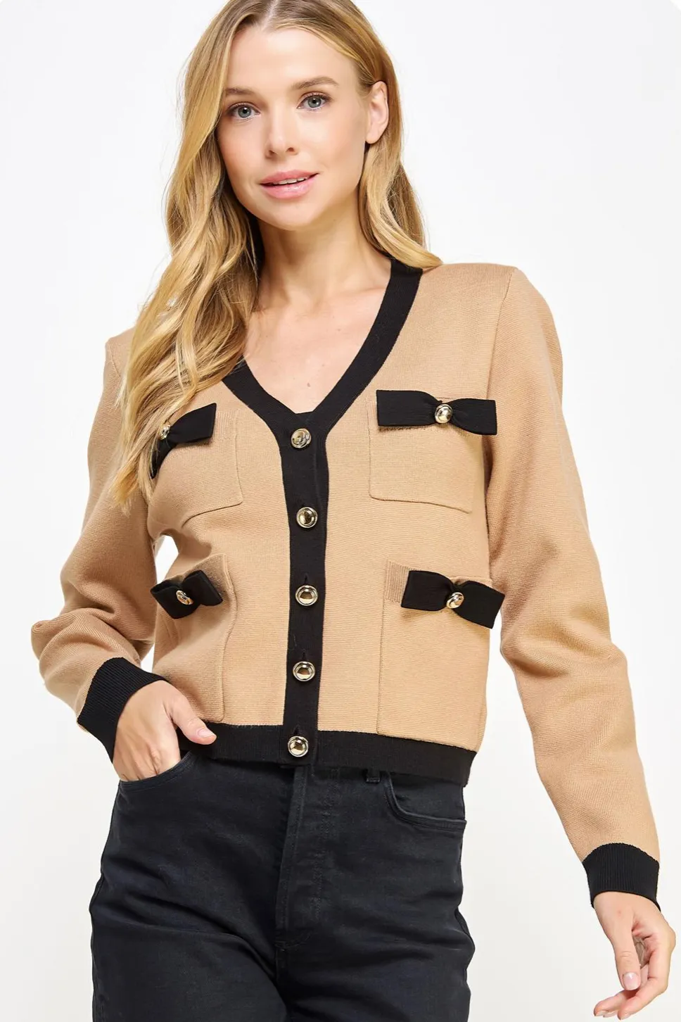 Bow Detail Knit Cardigan