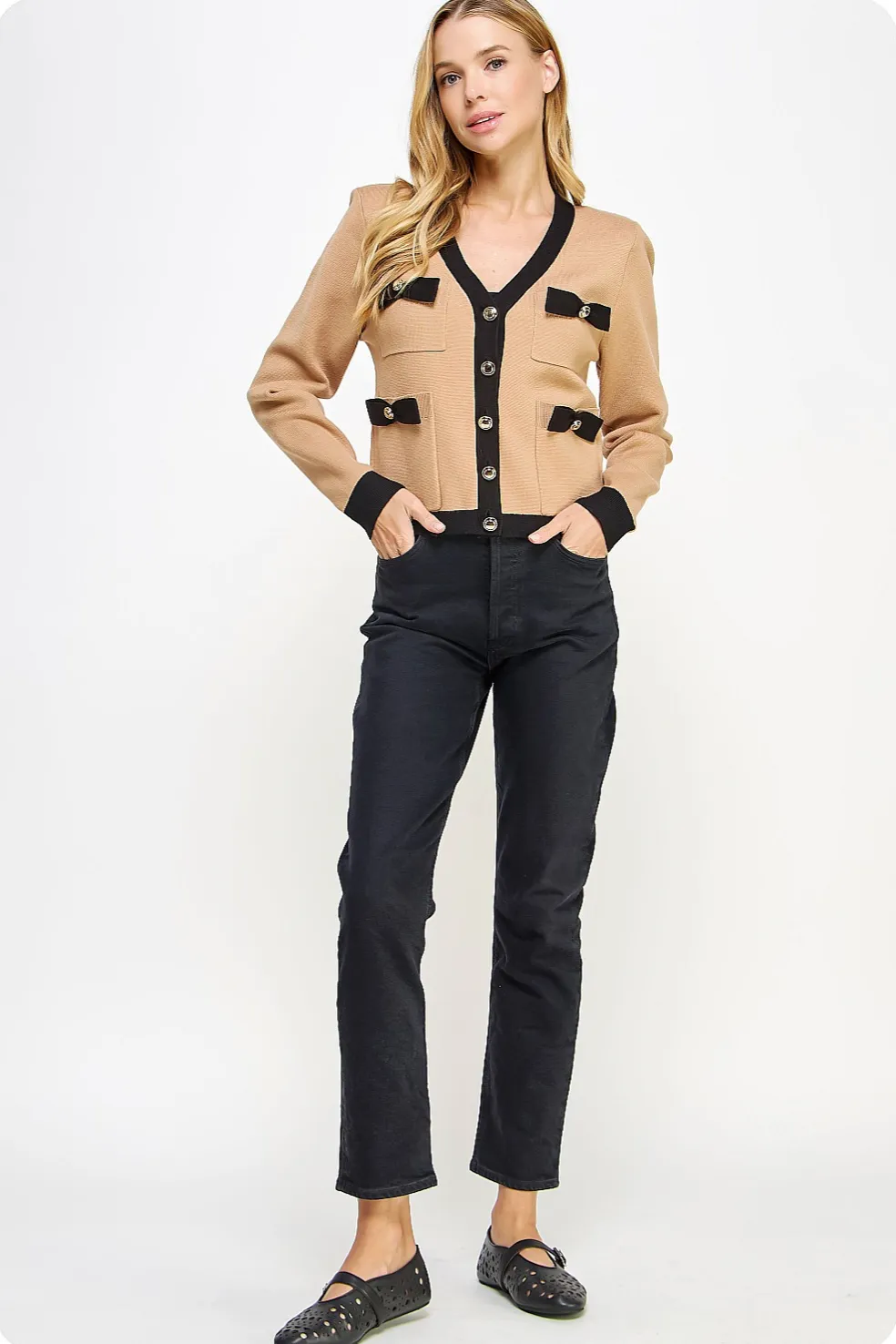 Bow Detail Knit Cardigan