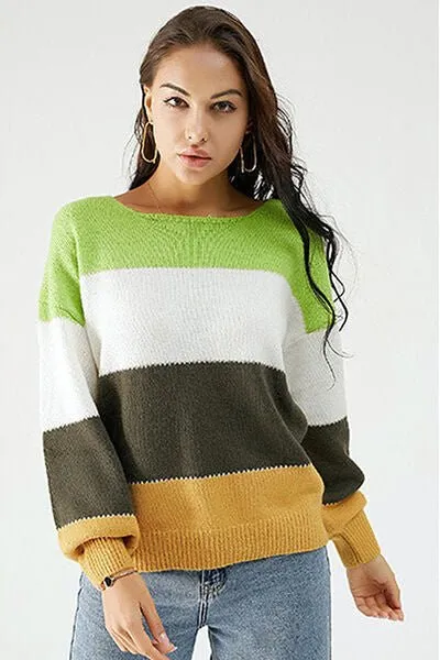 Chic Color Block Cozy Sweater