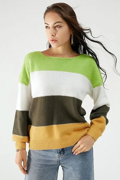 Chic Color Block Cozy Sweater