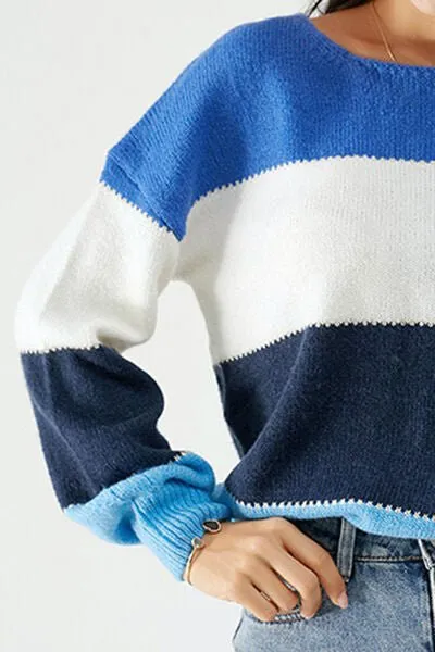 Chic Color Block Cozy Sweater