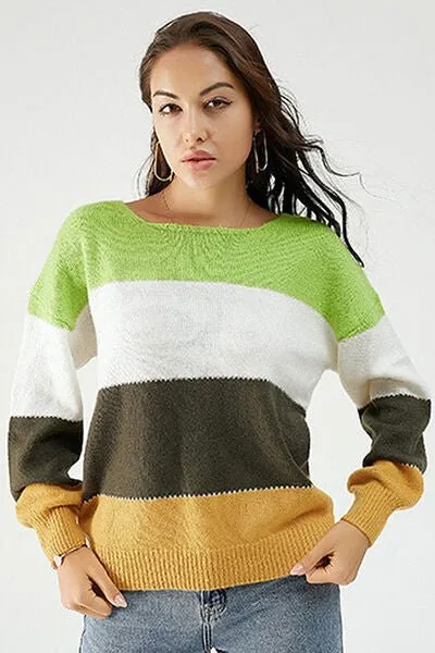 Chic Color Block Cozy Sweater