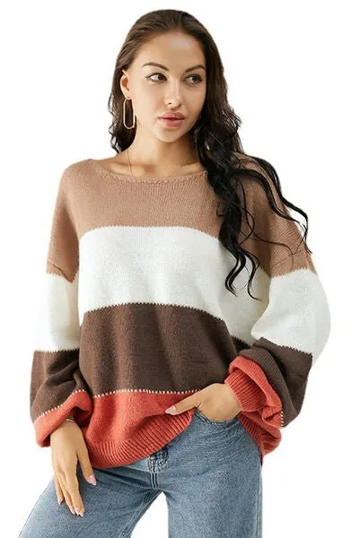 Chic Color Block Cozy Sweater