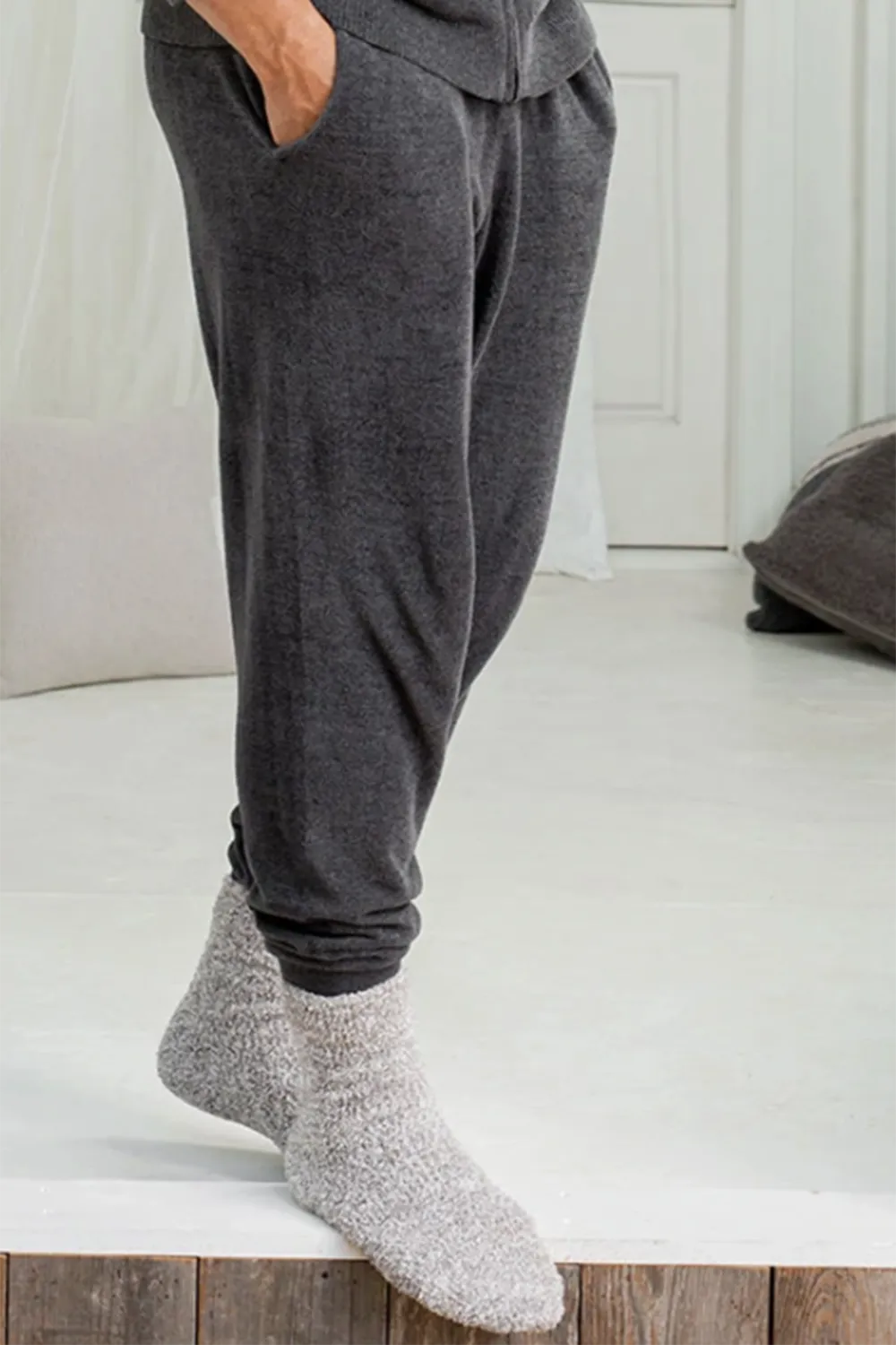 Cozy Chic Heathered Men's Sock - Beach Rock