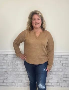 Cozy Chic Reversed Detailed Knit Top- Mocha