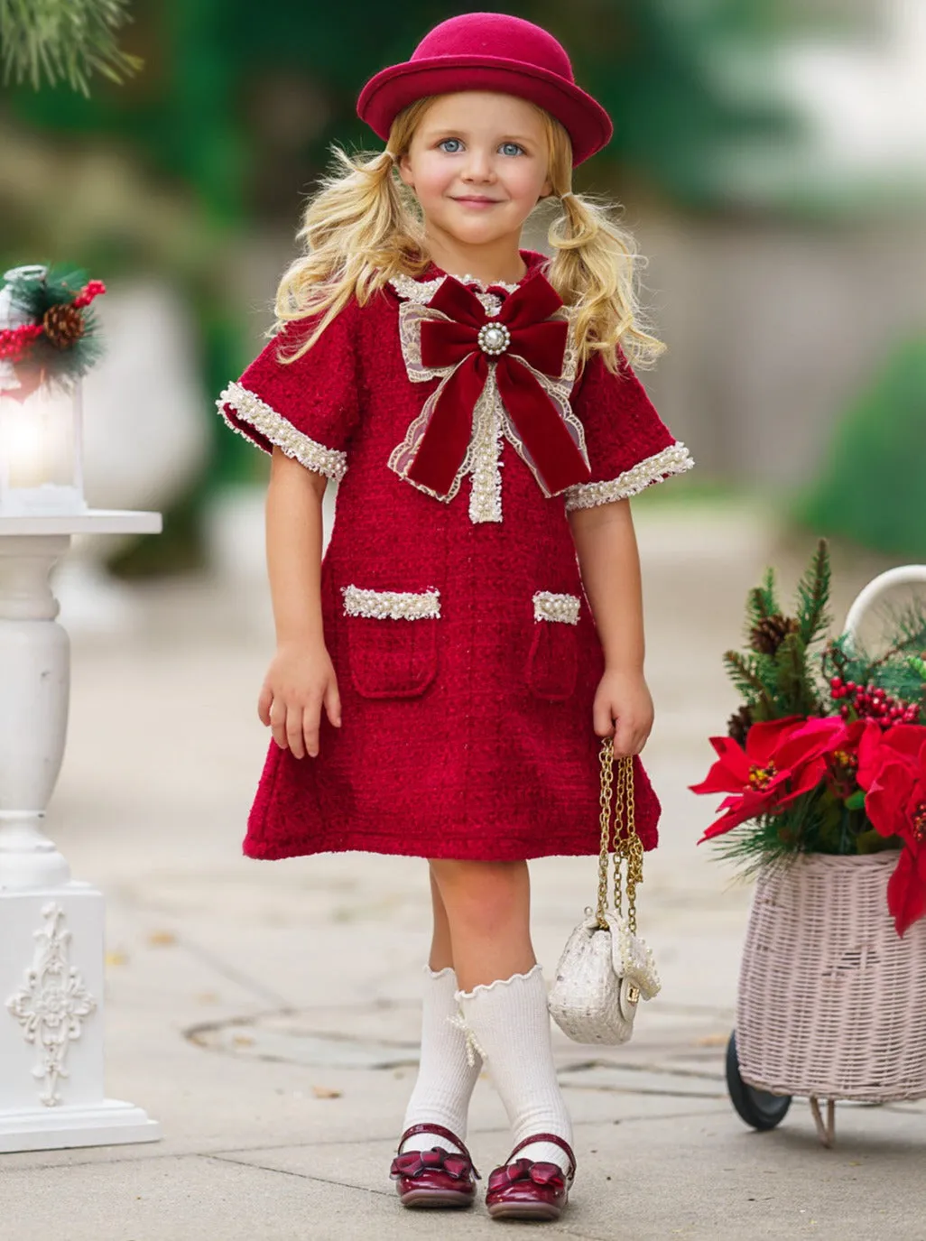 Cozy Meets Chic Burgundy Tweed Dress