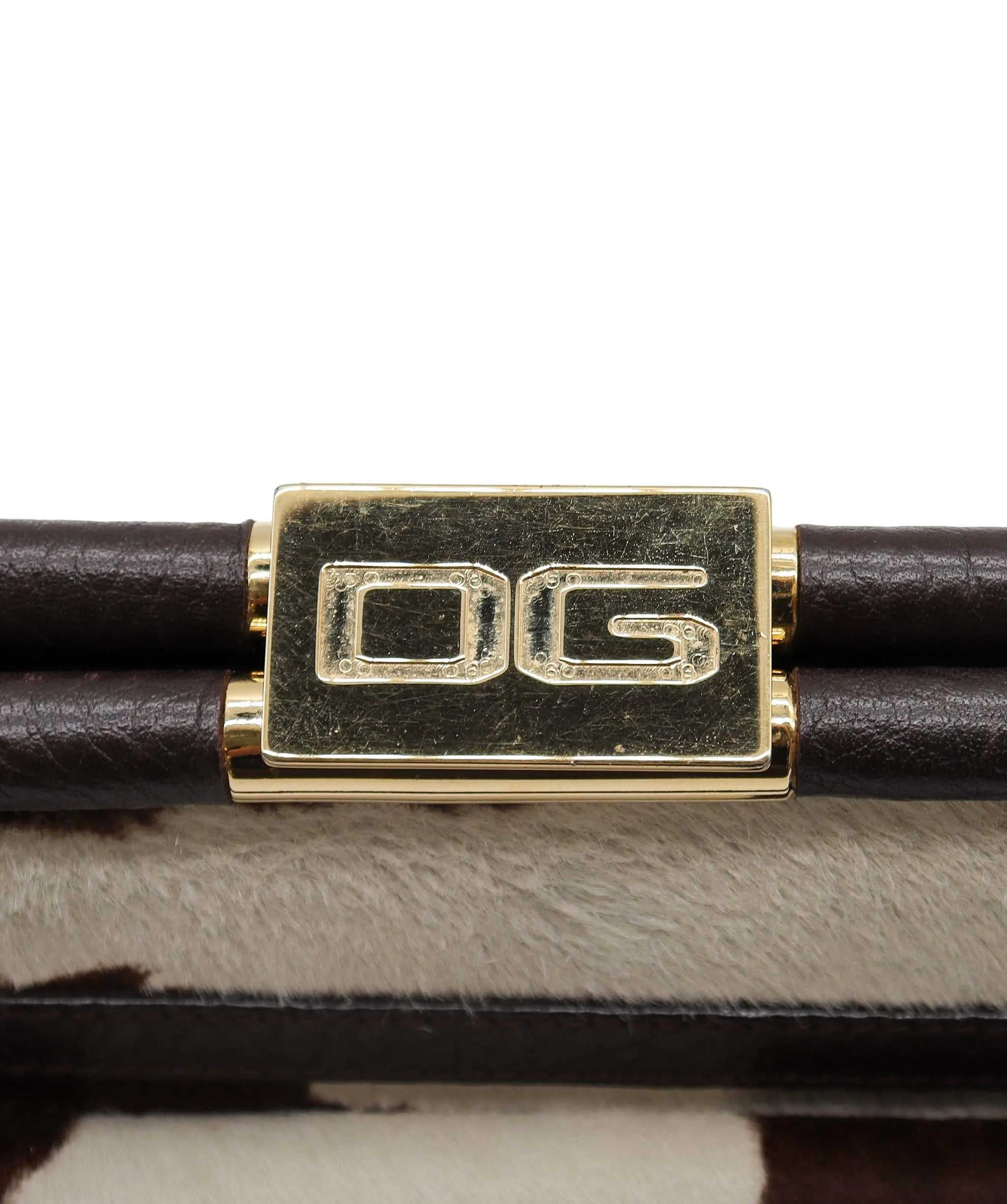 D&G Animal Print Calfhair Bag Brown Cream DXBS1949