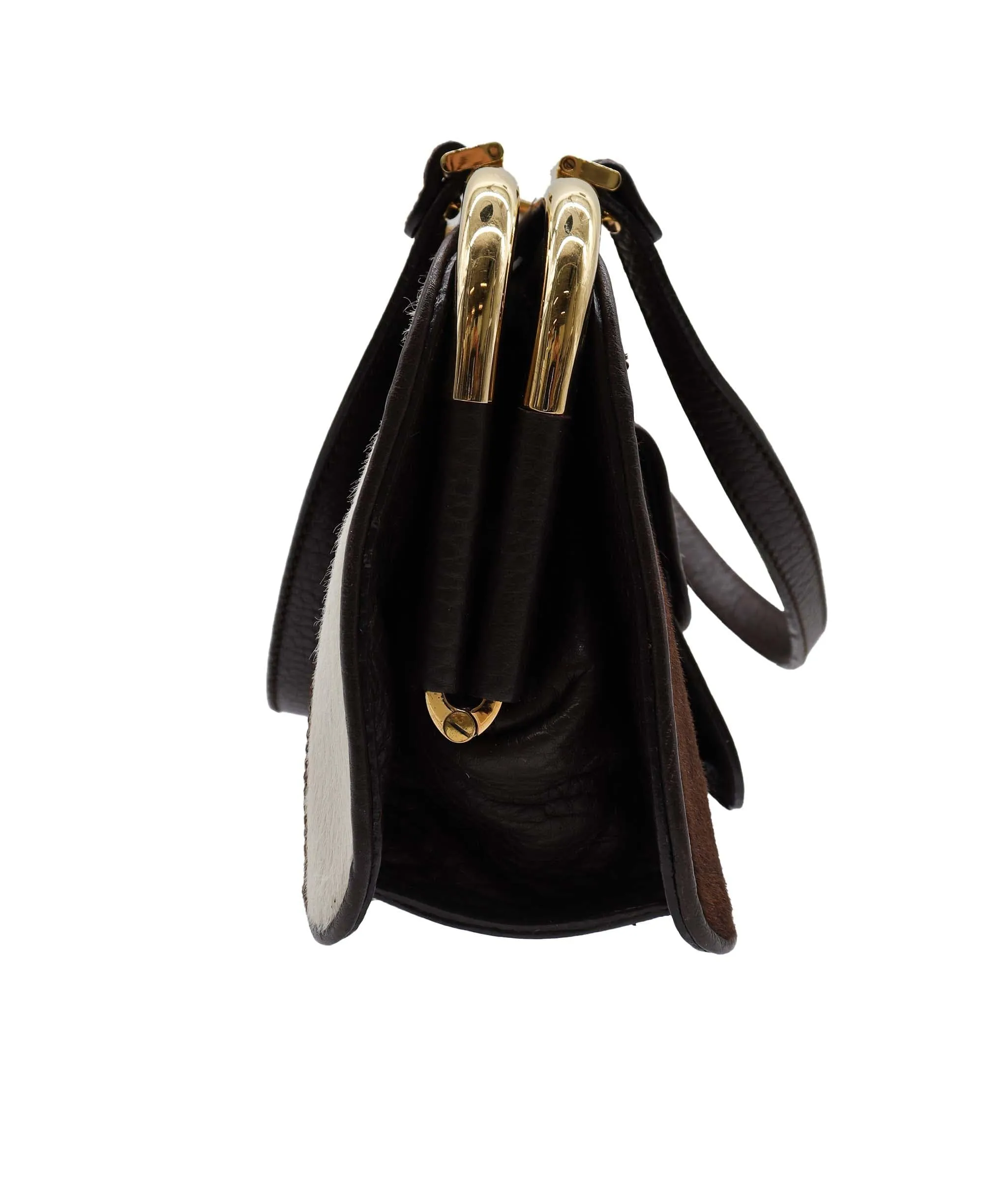 D&G Animal Print Calfhair Bag Brown Cream DXBS1949