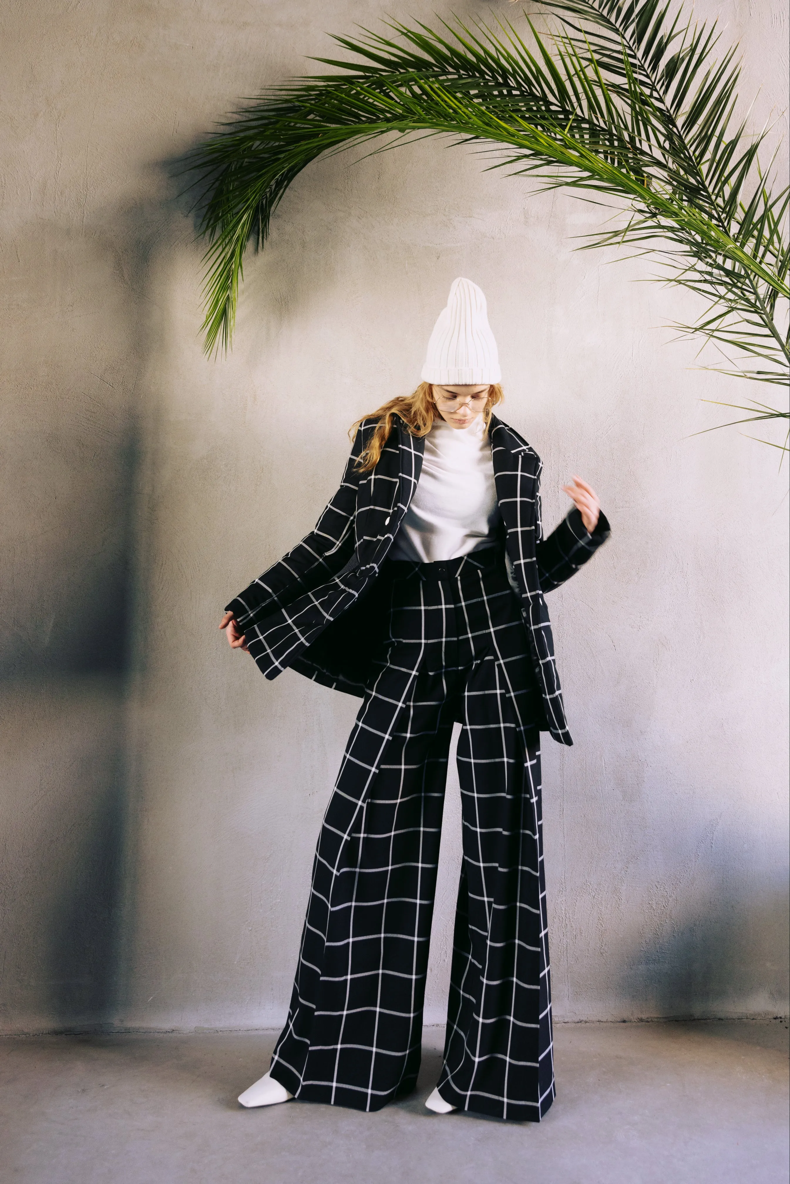 Designer Double-Breasted Jacket Plaid