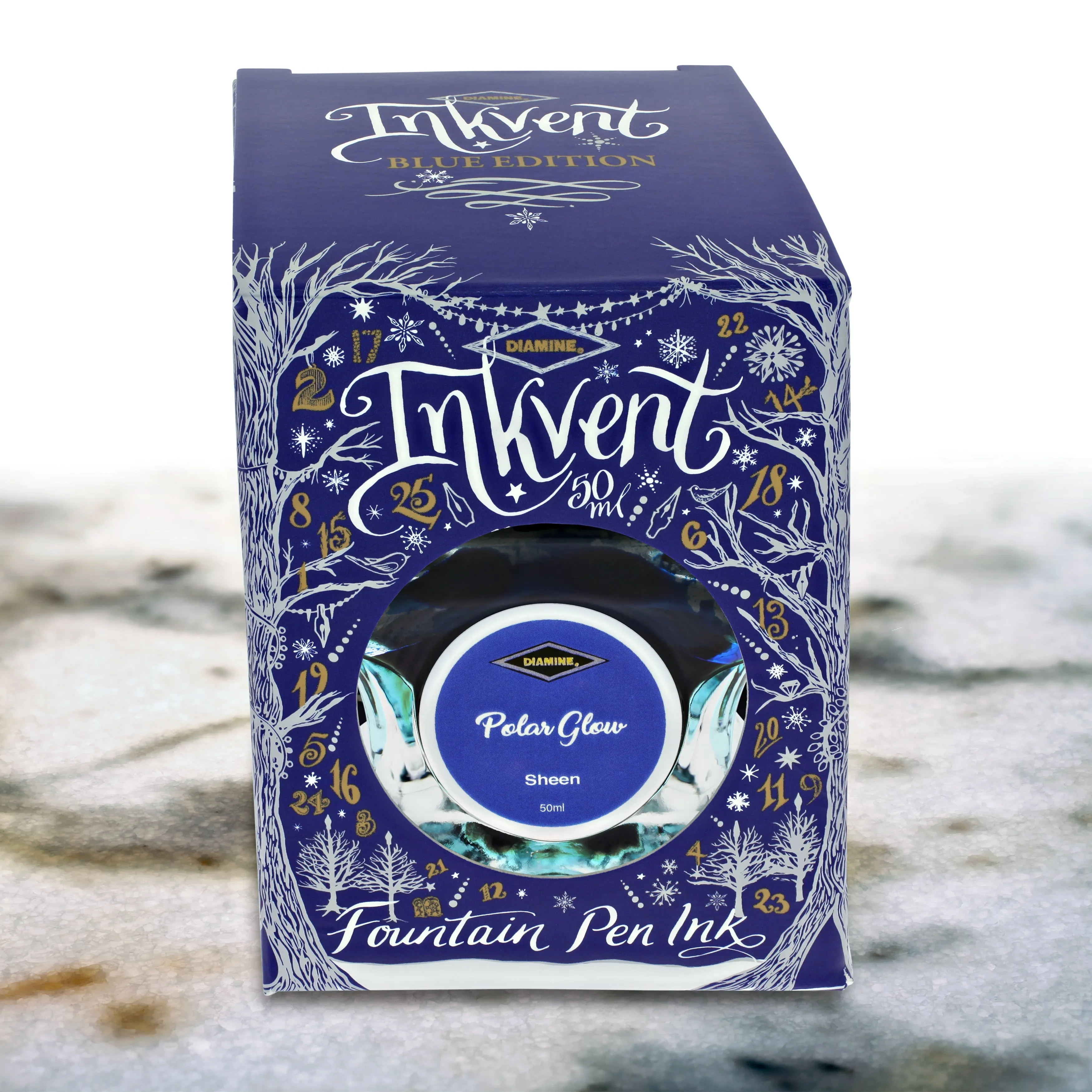 Diamine Inkvent Blue Edition Sheen Bottled Ink in Polar Glow - 50 mL