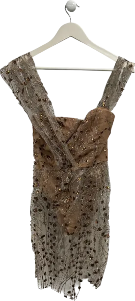DMZ Nude Glitter Mini Dress UK S