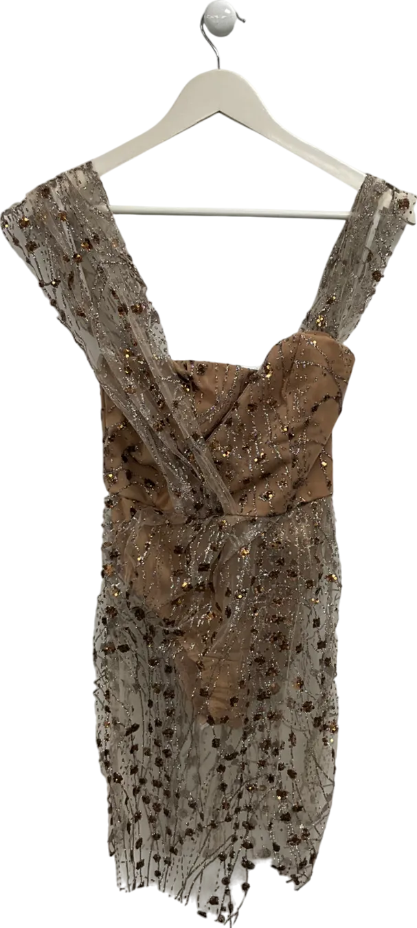 DMZ Nude Glitter Mini Dress UK S