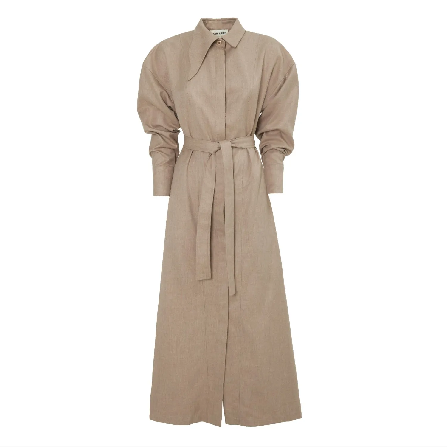 Elegant Dress Shirt Ankle Length Wool-Blend Beige