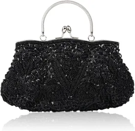Evening Clutch Bag for Women Vintage Beaded Sequin Handbag Bridal Wedding Purse