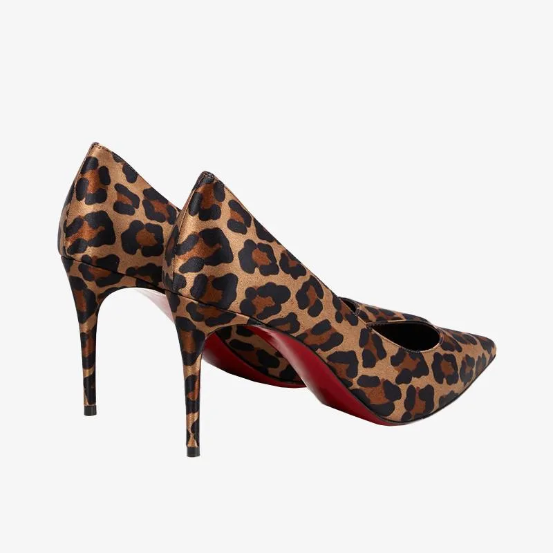 Eye-catching  Leopard Print Satin Pumps