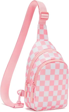 FODOKO Fashion Waist Pack for Women Stylish Plaid Pattern Adjustable Waterproof Crossbody Sling Bag,nylon quilted,Lightweight2025 Travel Essential