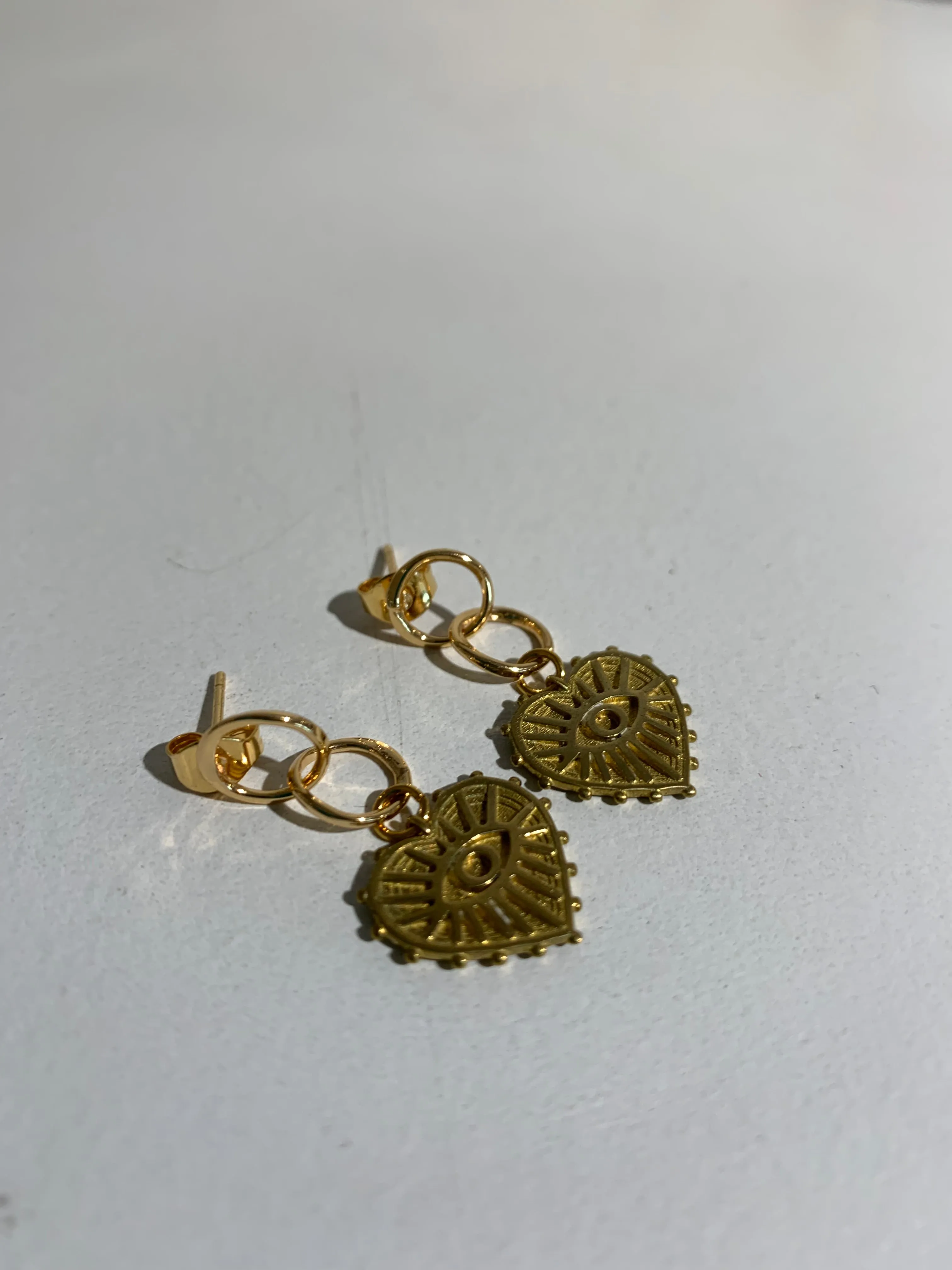 Gold Heart Eye Earrings
