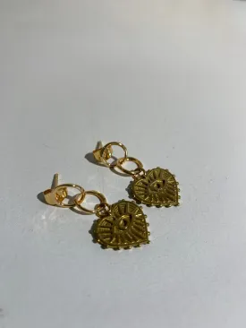 Gold Heart Eye Earrings