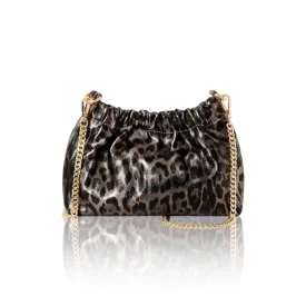 Leather Convertible Animal Print Bag Bronze