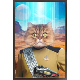 LIEUTENANT WOOF - BEAMING DOWN - Star Trek Inspired Custom Pet Portrait Framed Satin Paper Print