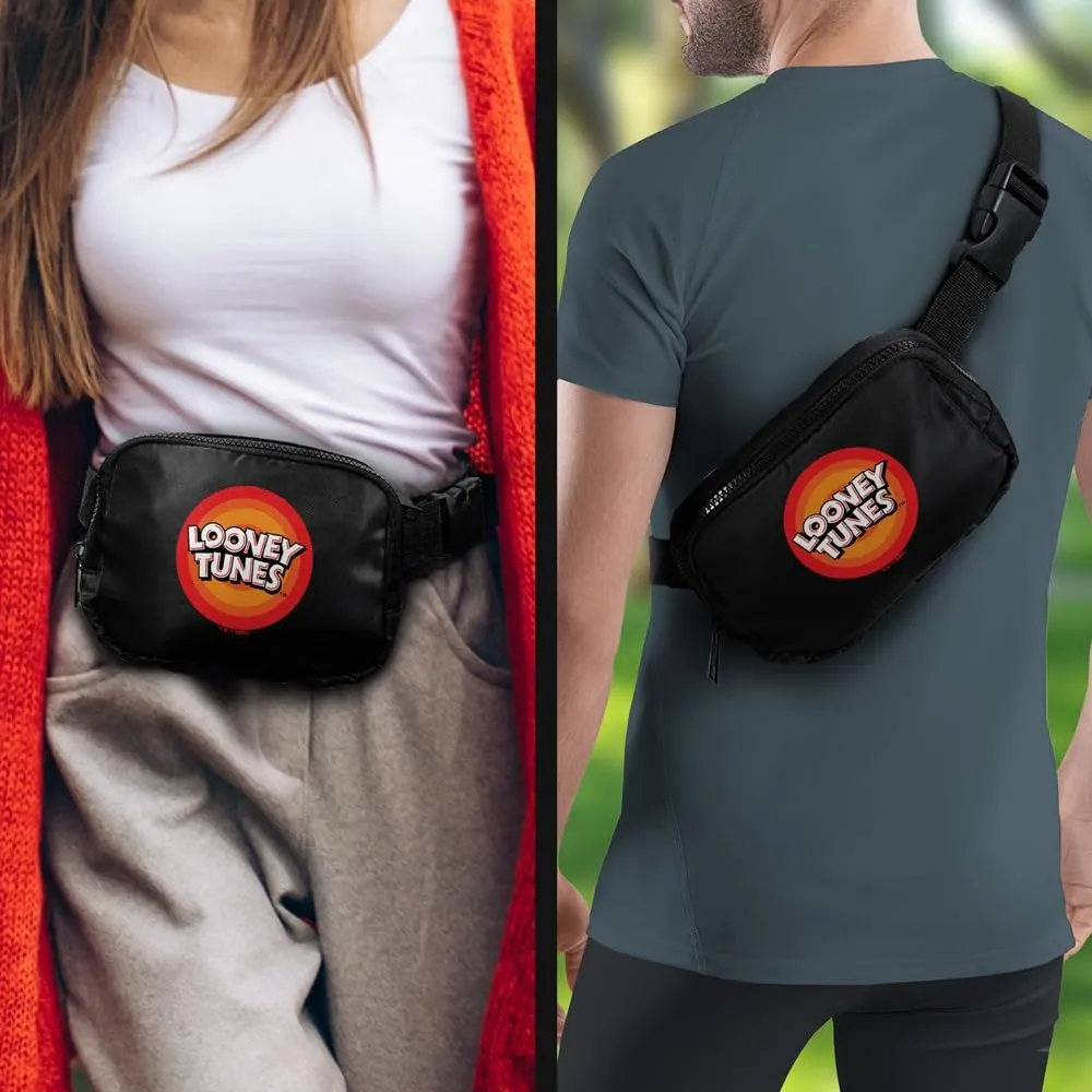 Looney Tunes Circle Logo Belt Bag, Crossbody Fanny Pack for Women and Men, Adjustable