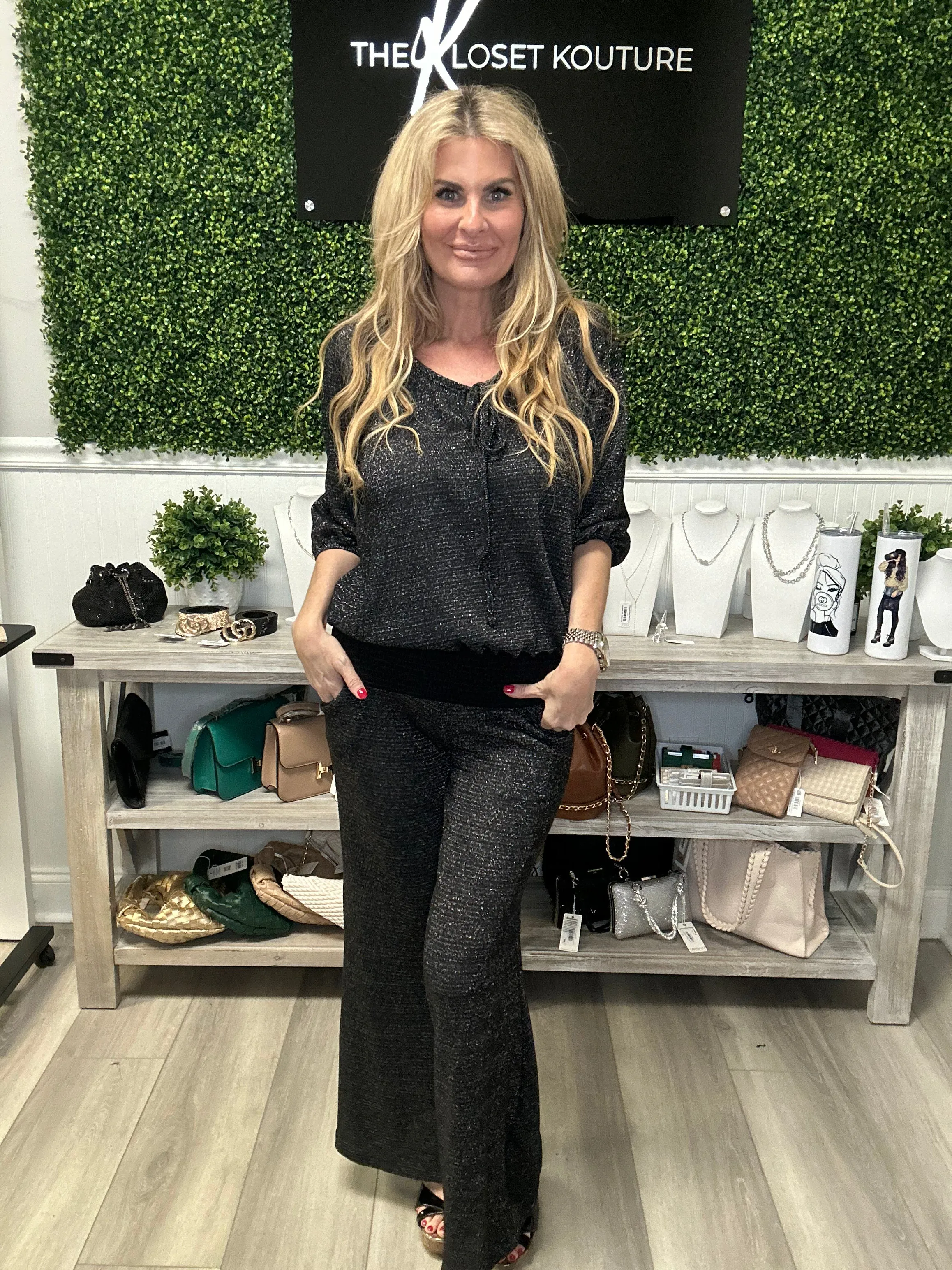 Metallic Knit Pants