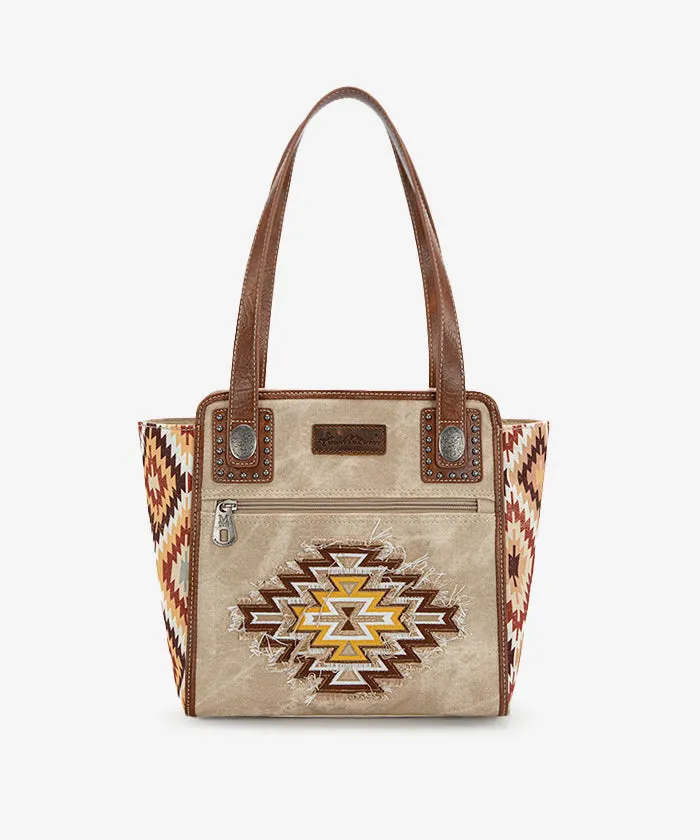 Montana West Embroidered Aztec Denim Tote