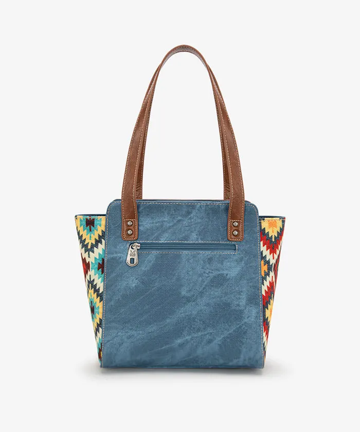 Montana West Embroidered Aztec Denim Tote