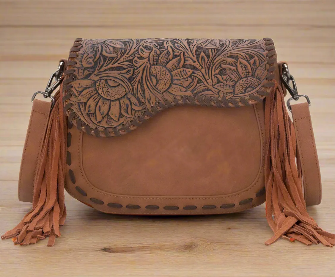 MW Tooled Saddle Fringe Crossbody