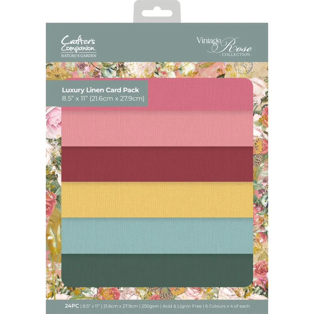 Nature's Garden Vintage Rose Luxury Linen Card Pack 8.5"X11"*