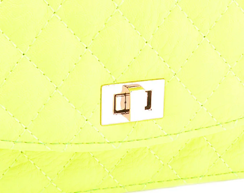 Neon Yellow Quilted Bag