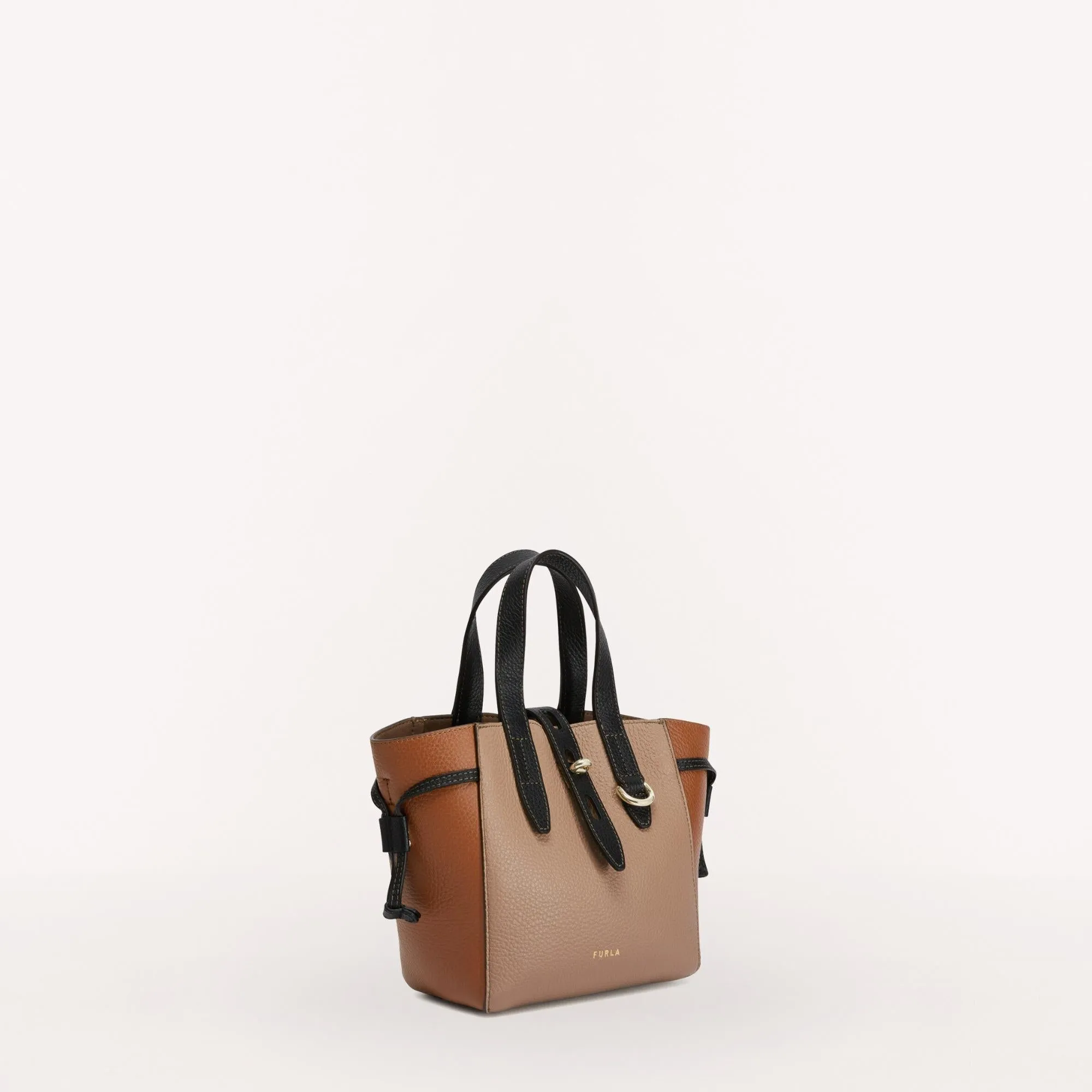 Net Mini Tote Bag - Greige, Cognac H, Nero