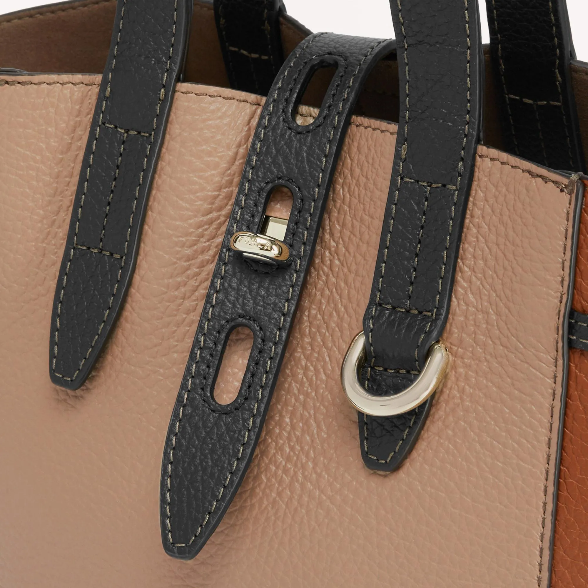 Net Mini Tote Bag - Greige, Cognac H, Nero
