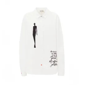 Oversize Long Sleeved Shirt With Embroidery White