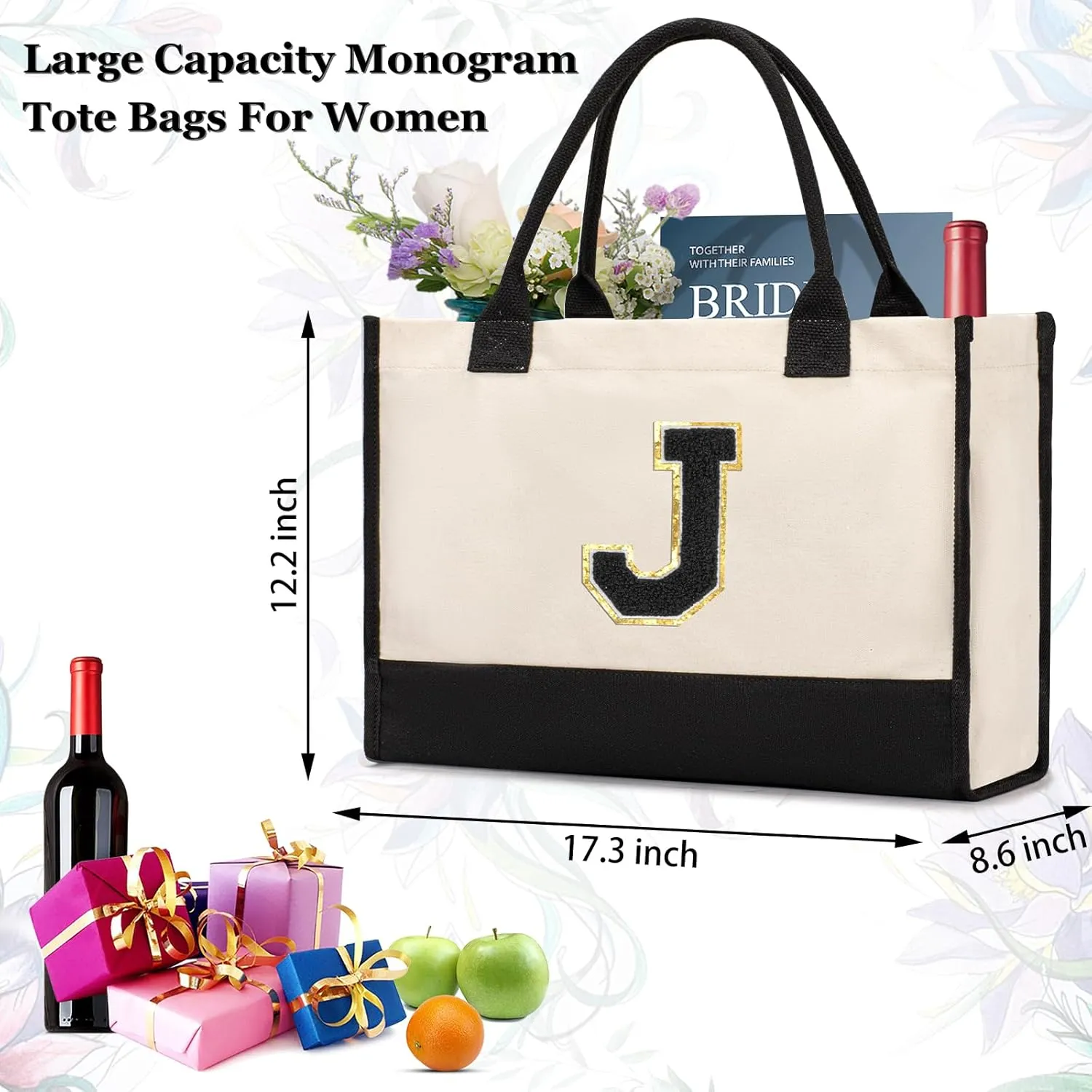 Personalized Initial Tote Bag - Birthday, Christmas, Teacher, Mom, Sister, Friend Gifts